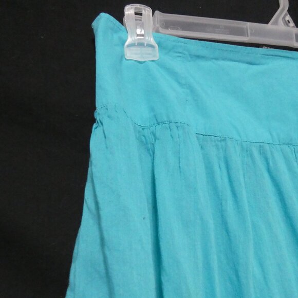 RAFAELLA | size 12 | Teal Bohemian Skirt | 100% Cotton | Zip-Up / Hook Eye Close - Picture 10 of 16